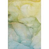 10' X 14' Green And Ivory Abstract Washable Area Rug With UV Protection - HomeRoots - Flyclothing LLC