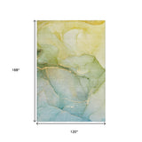 10' X 14' Green And Ivory Abstract Washable Area Rug With UV Protection - HomeRoots - Flyclothing LLC