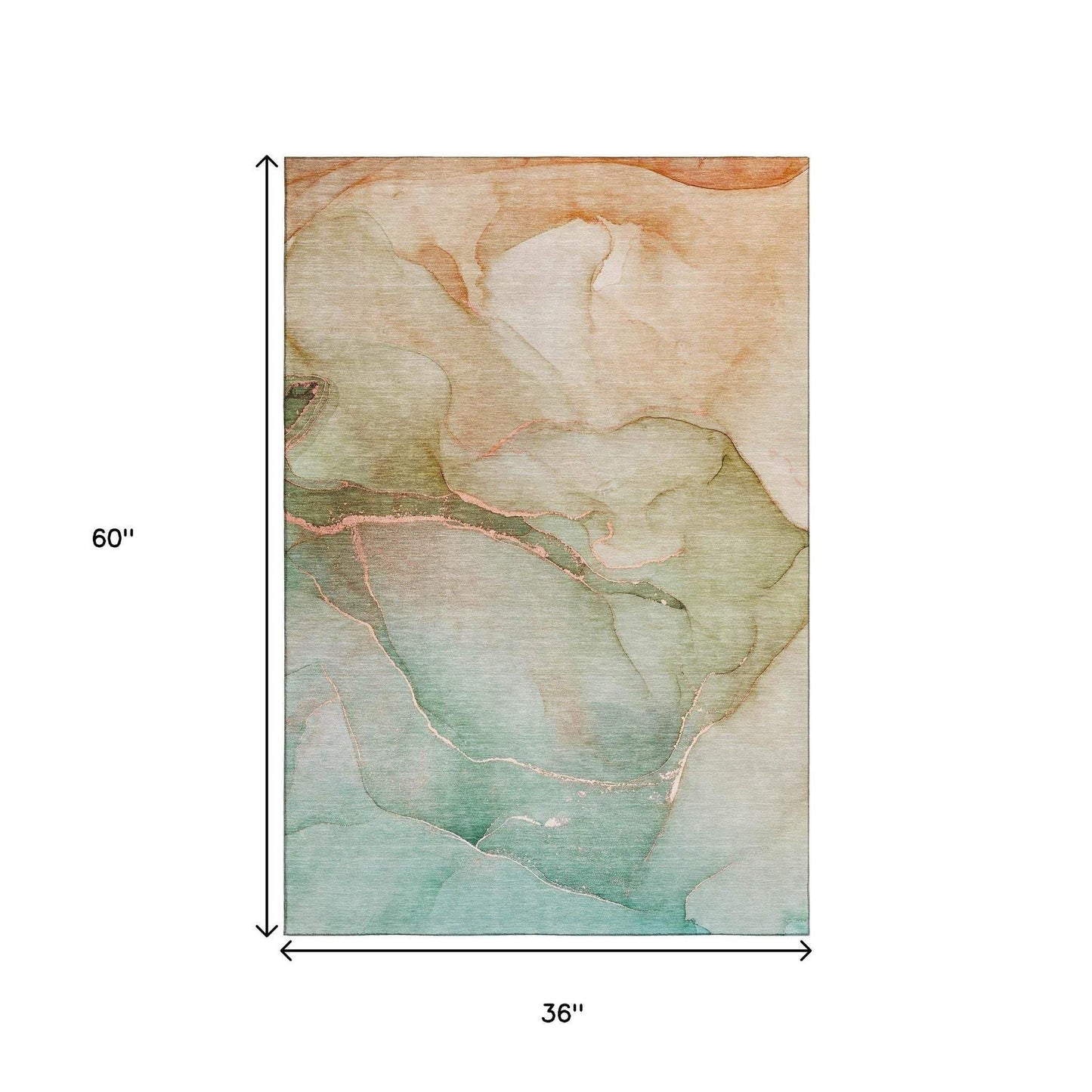 3' X 5' Teal And Ivory Abstract Washable Area Rug With UV Protection - HomeRoots - Flyclothing LLC