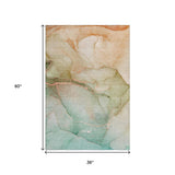 3' X 5' Teal And Ivory Abstract Washable Area Rug With UV Protection - HomeRoots - Flyclothing LLC