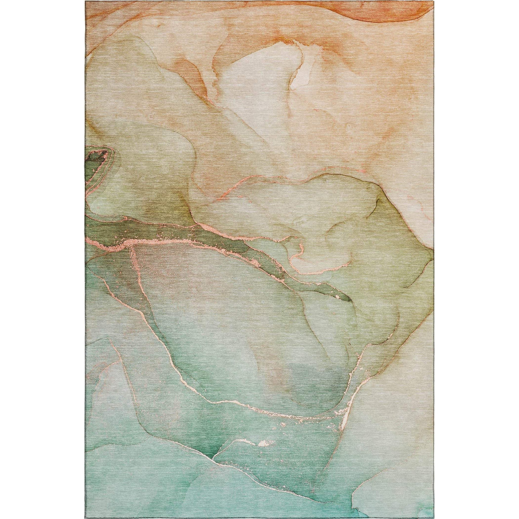 3' X 5' Teal And Ivory Abstract Washable Area Rug With UV Protection - HomeRoots - Flyclothing LLC