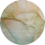8' Teal And Ivory Abstract Washable Round Rug With UV Protection - HomeRoots - Flyclothing LLC