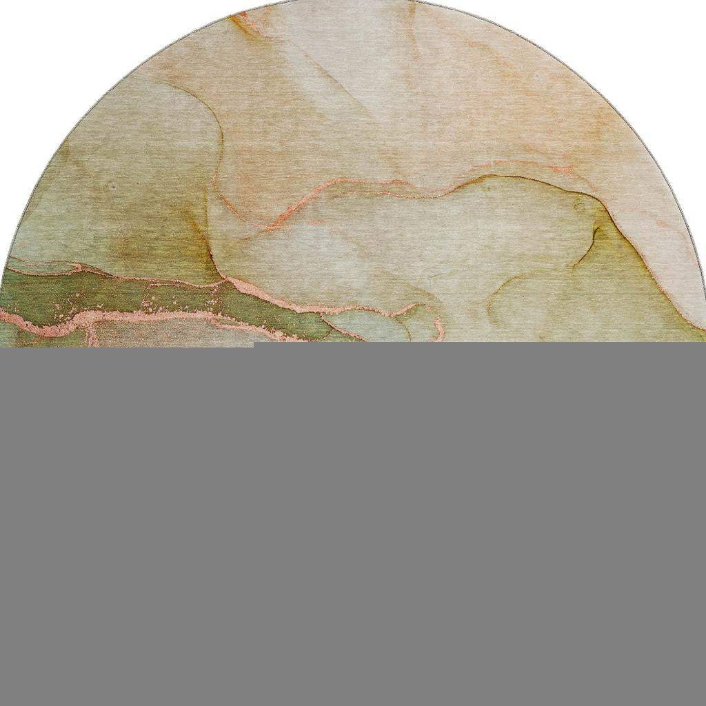 8' Teal And Ivory Abstract Washable Round Rug With UV Protection - HomeRoots - Flyclothing LLC