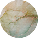 8' Teal And Ivory Abstract Washable Round Rug With UV Protection - HomeRoots - Flyclothing LLC
