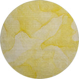 8' Gold And Ivory Abstract Washable Round Rug With UV Protection - HomeRoots - Flyclothing LLC