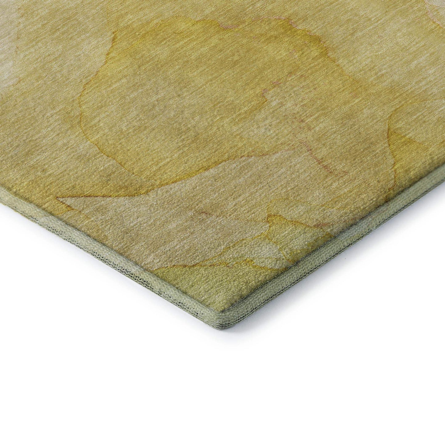 8' Gold And Ivory Abstract Washable Round Rug With UV Protection - HomeRoots - Flyclothing LLC