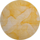 8' Orange And Ivory Abstract Washable Round Rug With UV Protection - HomeRoots - Flyclothing LLC