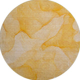 8' Orange And Ivory Abstract Washable Round Rug With UV Protection - HomeRoots - Flyclothing LLC