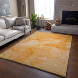 9' X 12' Orange And Ivory Abstract Washable Area Rug With UV Protection - HomeRoots - Flyclothing LLC
