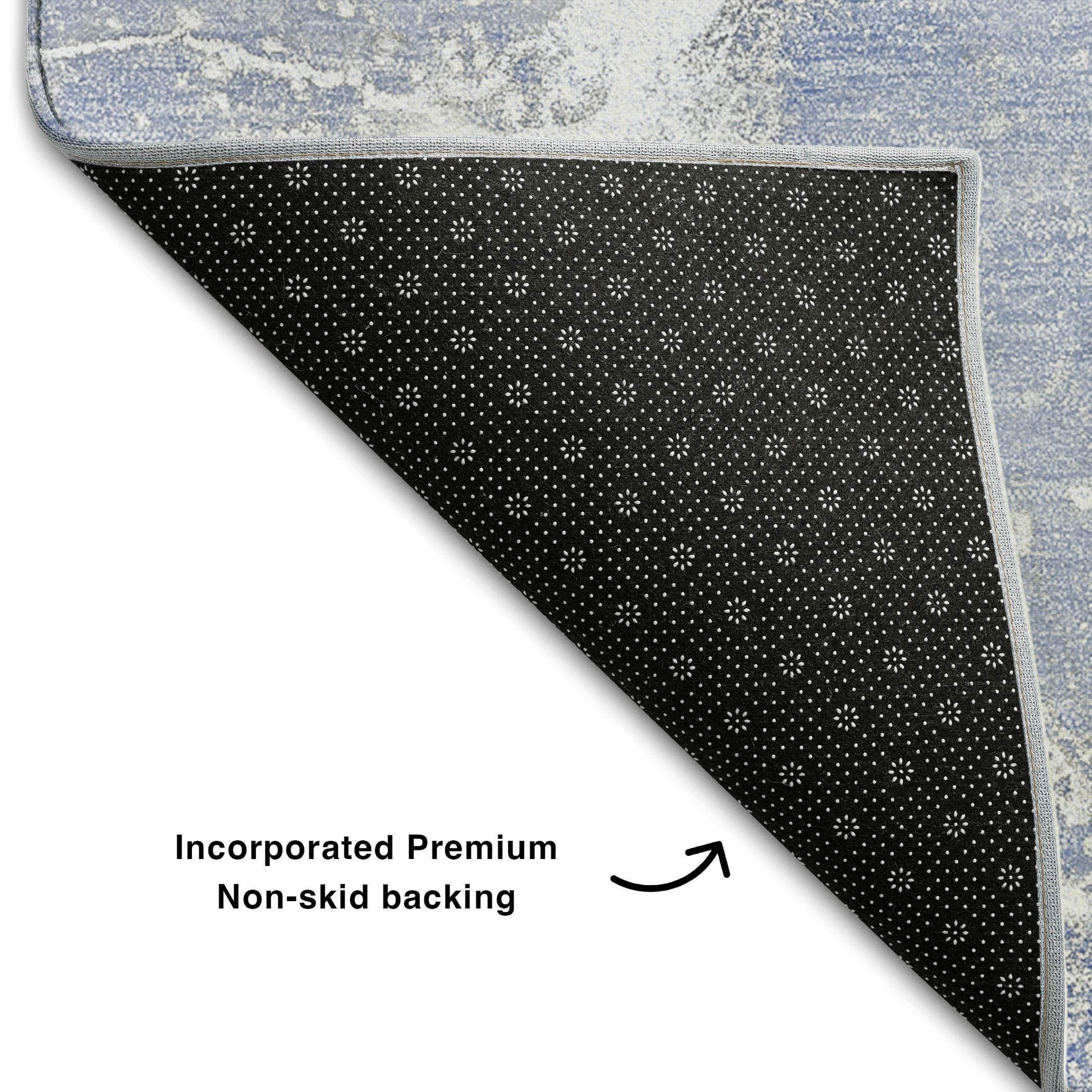3' X 5' Blue And Ivory Abstract Washable Area Rug With UV Protection - HomeRoots - Flyclothing LLC
