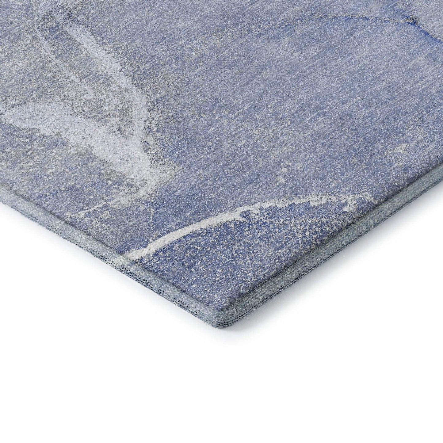 8' Blue And Ivory Abstract Washable Round Rug With UV Protection - HomeRoots - Flyclothing LLC