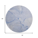 8' Blue And Ivory Abstract Washable Round Rug With UV Protection - HomeRoots - Flyclothing LLC