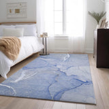 9' X 12' Blue And Ivory Abstract Washable Area Rug With UV Protection - HomeRoots - Flyclothing LLC