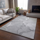 5' X 8' Gray And Ivory Abstract Washable Area Rug With UV Protection - HomeRoots - Flyclothing LLC