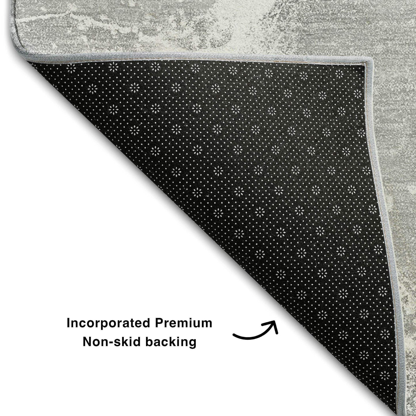 8' Gray And Ivory Abstract Washable Round Rug With UV Protection - HomeRoots - Flyclothing LLC