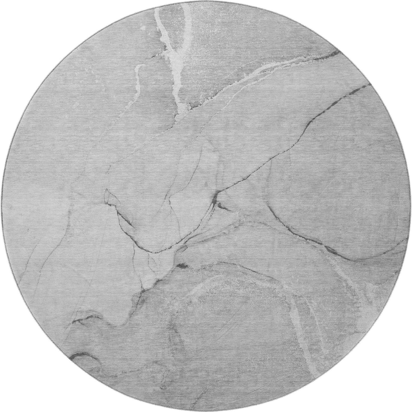 8' Gray And Ivory Abstract Washable Round Rug With UV Protection - HomeRoots - Flyclothing LLC