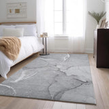 9' X 12' Gray And Ivory Abstract Washable Area Rug With UV Protection - HomeRoots - Flyclothing LLC