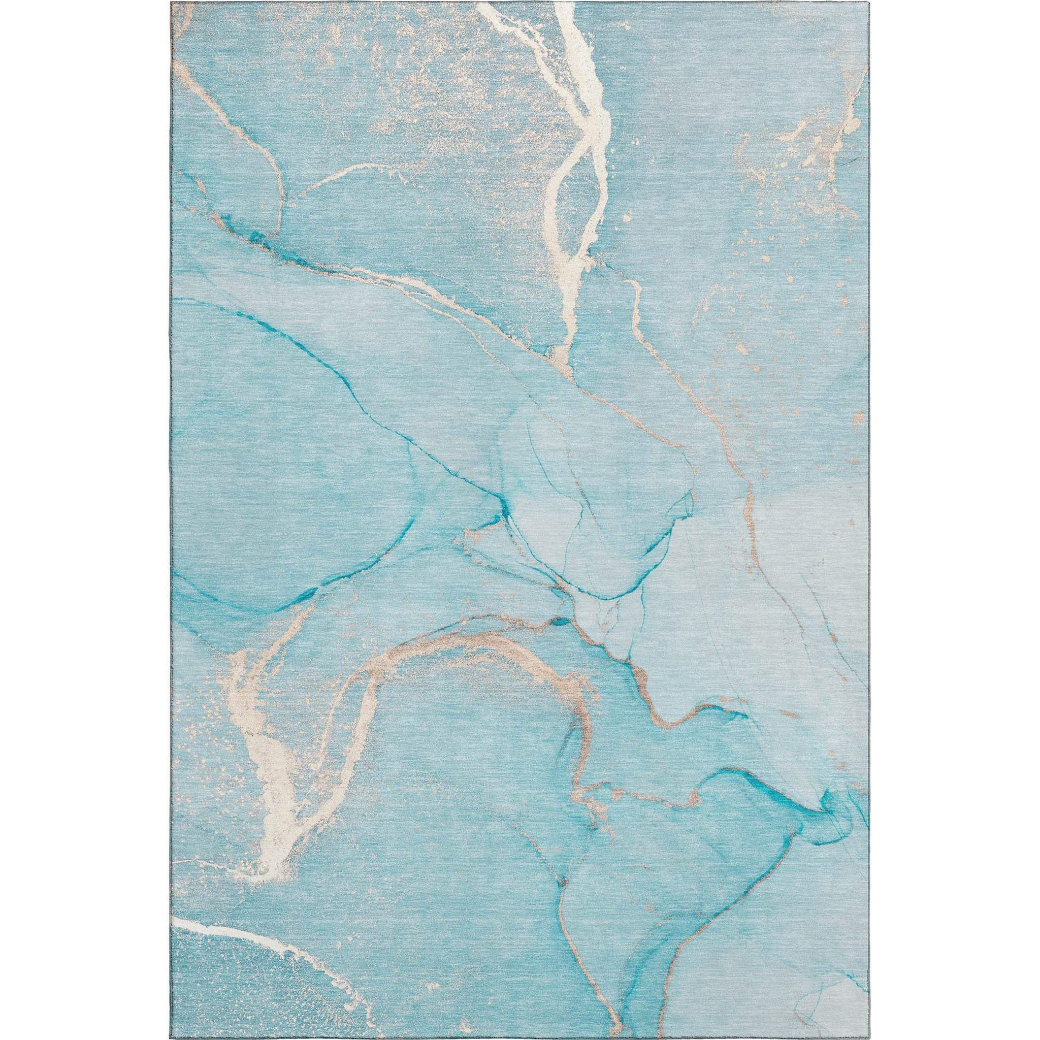 3' X 5' Teal And Ivory Abstract Washable Area Rug With UV Protection - HomeRoots - Flyclothing LLC