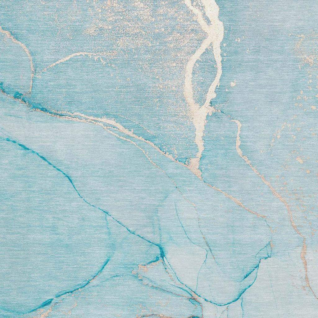 3' X 5' Teal And Ivory Abstract Washable Area Rug With UV Protection - HomeRoots - Flyclothing LLC