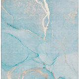 3' X 5' Teal And Ivory Abstract Washable Area Rug With UV Protection - HomeRoots - Flyclothing LLC