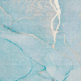 5' X 8' Teal And Ivory Abstract Washable Area Rug With UV Protection - HomeRoots - Flyclothing LLC