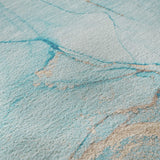 8' X 10' Teal And Ivory Abstract Washable Area Rug With UV Protection - HomeRoots - Flyclothing LLC
