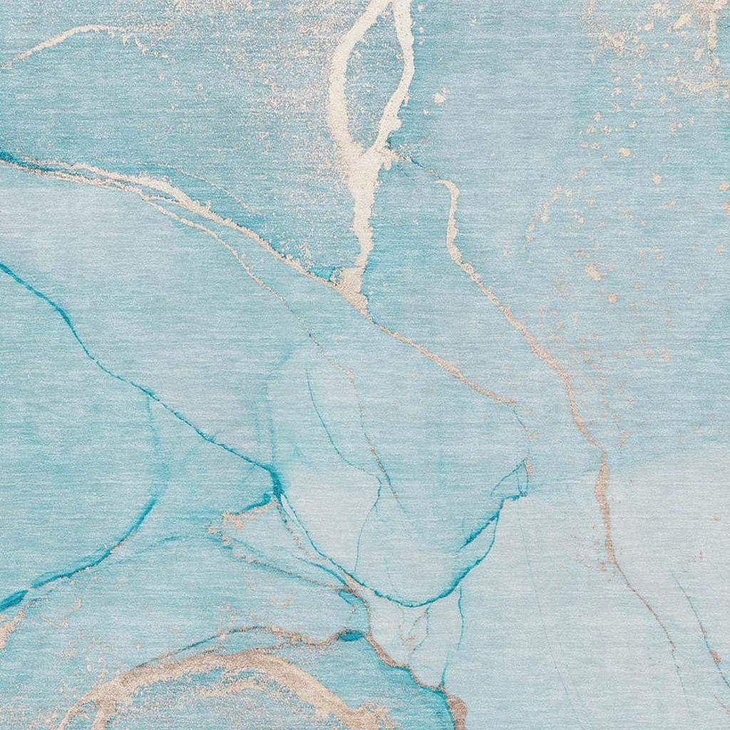 8' X 10' Teal And Ivory Abstract Washable Area Rug With UV Protection - HomeRoots - Flyclothing LLC