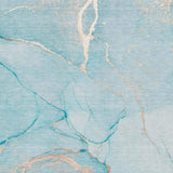 8' X 10' Teal And Ivory Abstract Washable Area Rug With UV Protection - HomeRoots - Flyclothing LLC