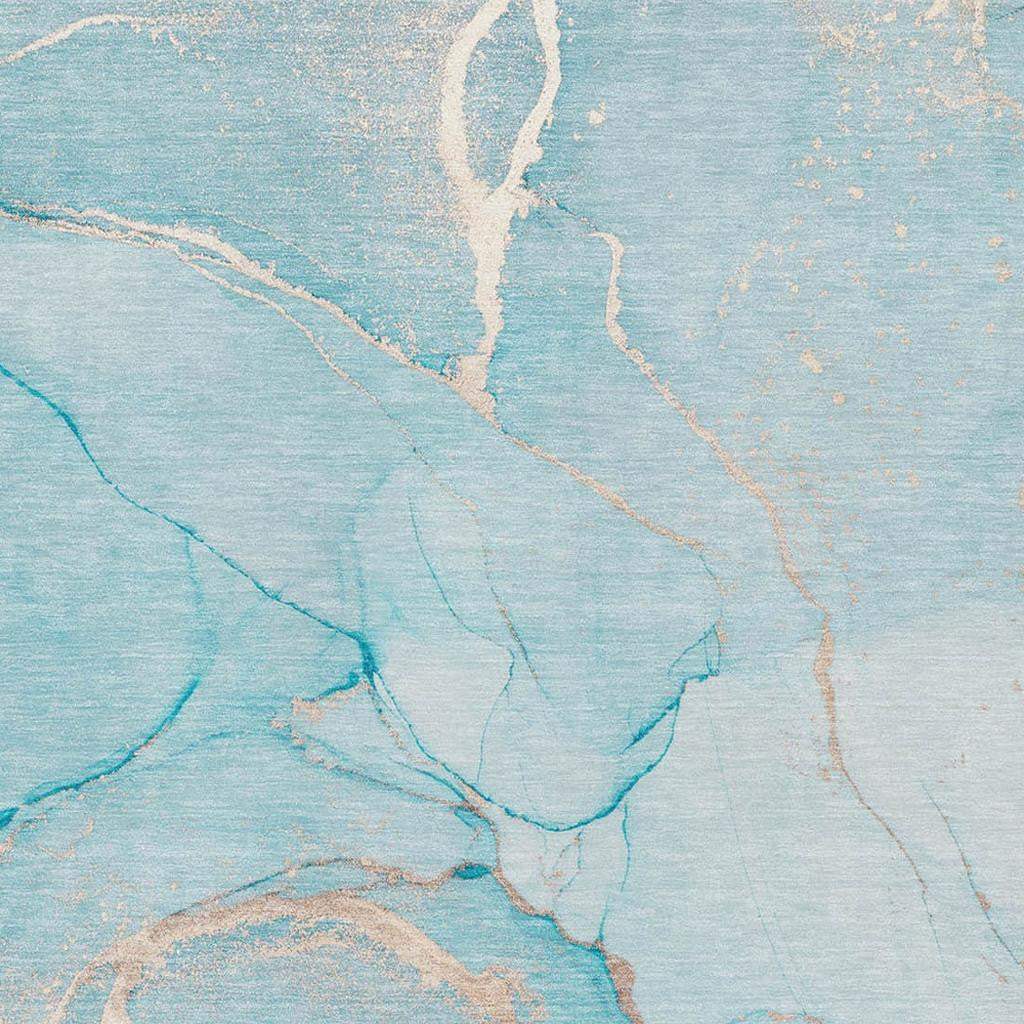 10' X 14' Teal And Ivory Abstract Washable Area Rug With UV Protection - HomeRoots - Flyclothing LLC