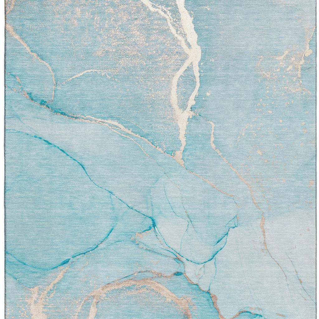 10' X 14' Teal And Ivory Abstract Washable Area Rug With UV Protection - HomeRoots - Flyclothing LLC