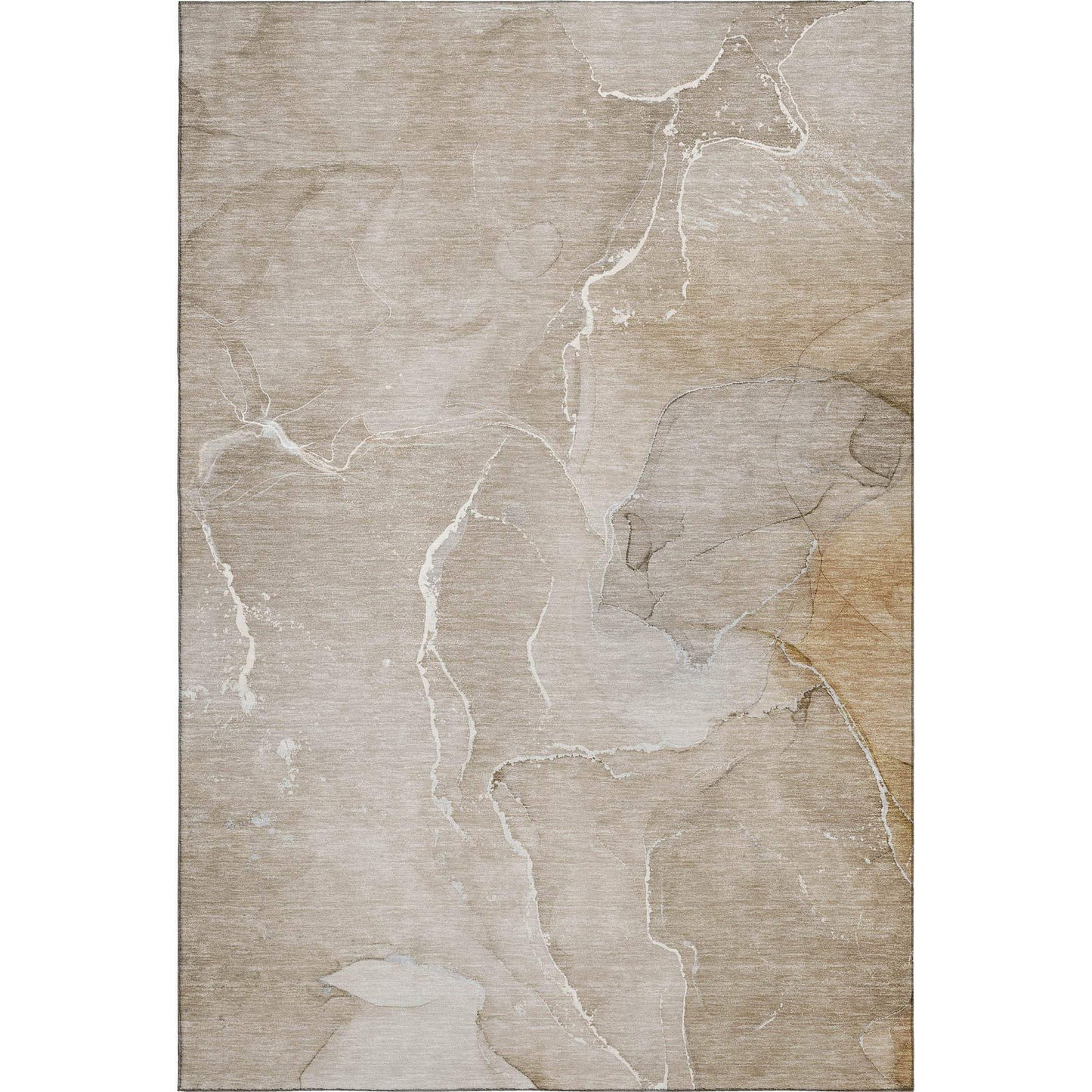 3' X 5' Beige And Ivory Abstract Washable Area Rug With UV Protection - HomeRoots - Flyclothing LLC