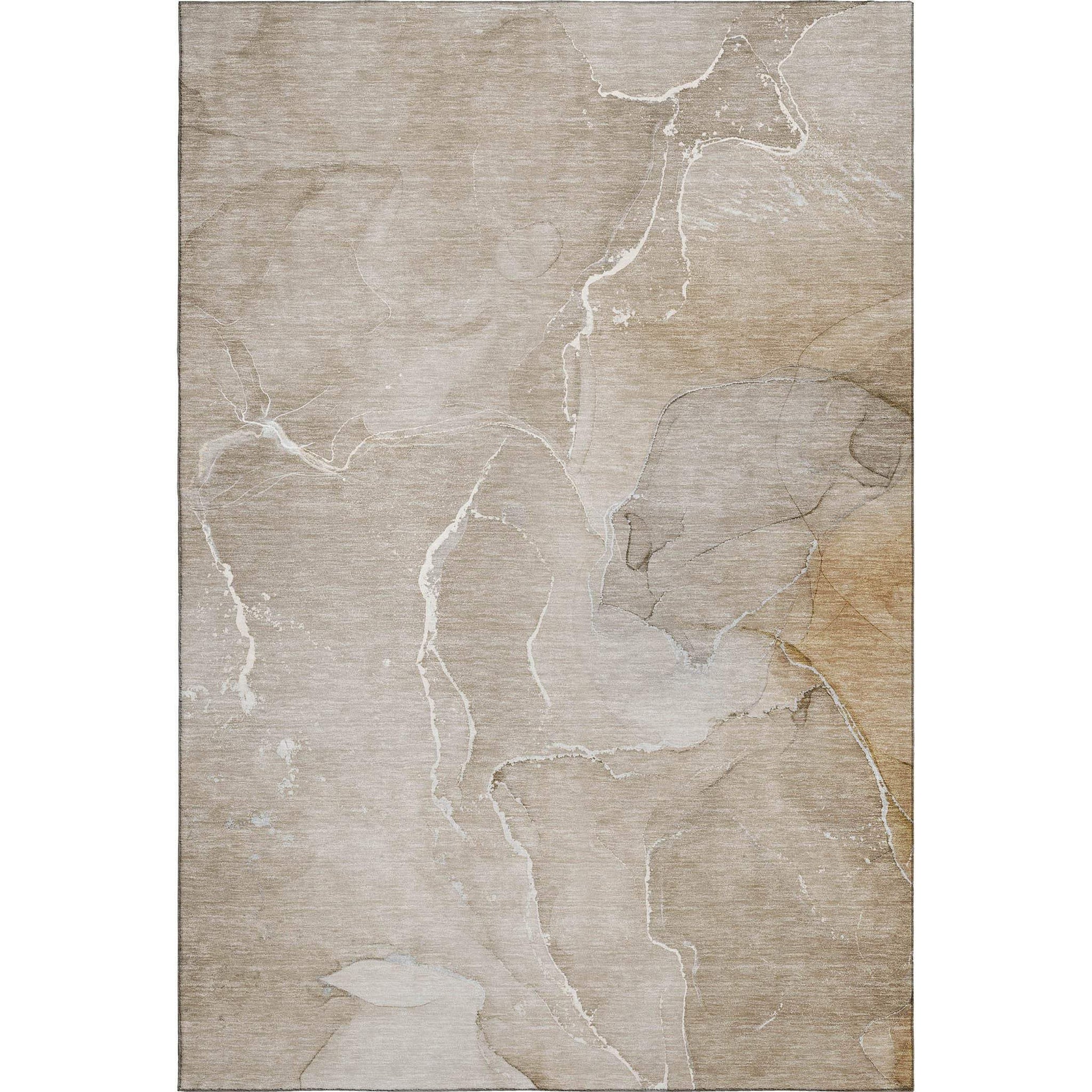 3' X 5' Beige And Ivory Abstract Washable Area Rug With UV Protection - HomeRoots - Flyclothing LLC