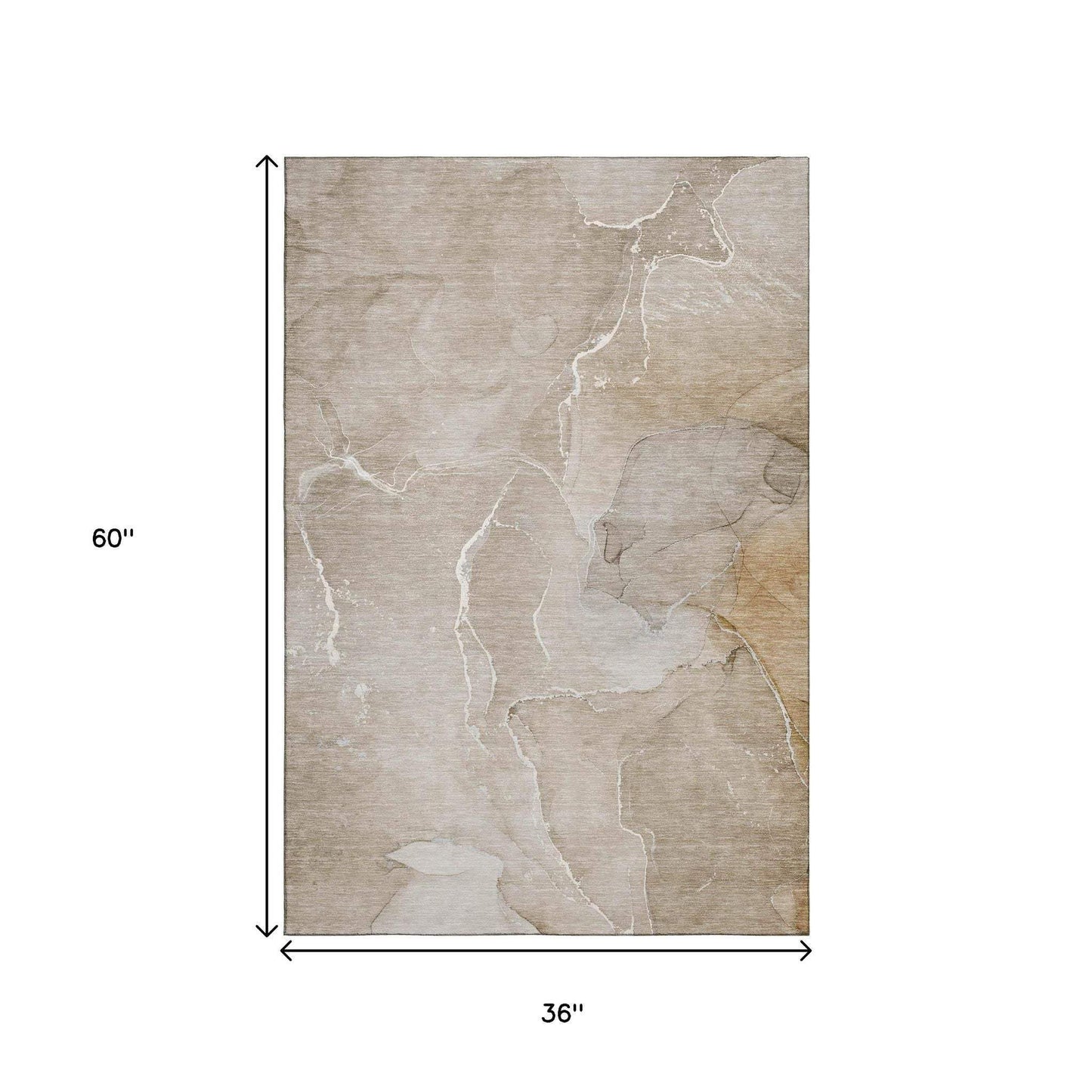 3' X 5' Beige And Ivory Abstract Washable Area Rug With UV Protection - HomeRoots - Flyclothing LLC