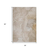 3' X 5' Beige And Ivory Abstract Washable Area Rug With UV Protection - HomeRoots - Flyclothing LLC