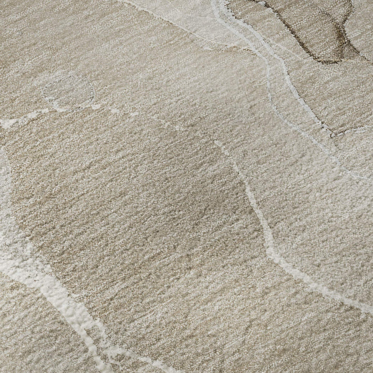 8' Beige And Ivory Abstract Washable Round Rug With UV Protection - HomeRoots - Flyclothing LLC