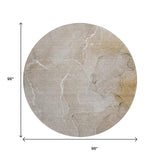 8' Beige And Ivory Abstract Washable Round Rug With UV Protection - HomeRoots - Flyclothing LLC