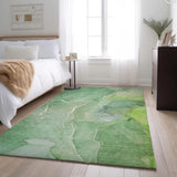 3' X 5' Green And Ivory Abstract Washable Area Rug With UV Protection - HomeRoots - Flyclothing LLC