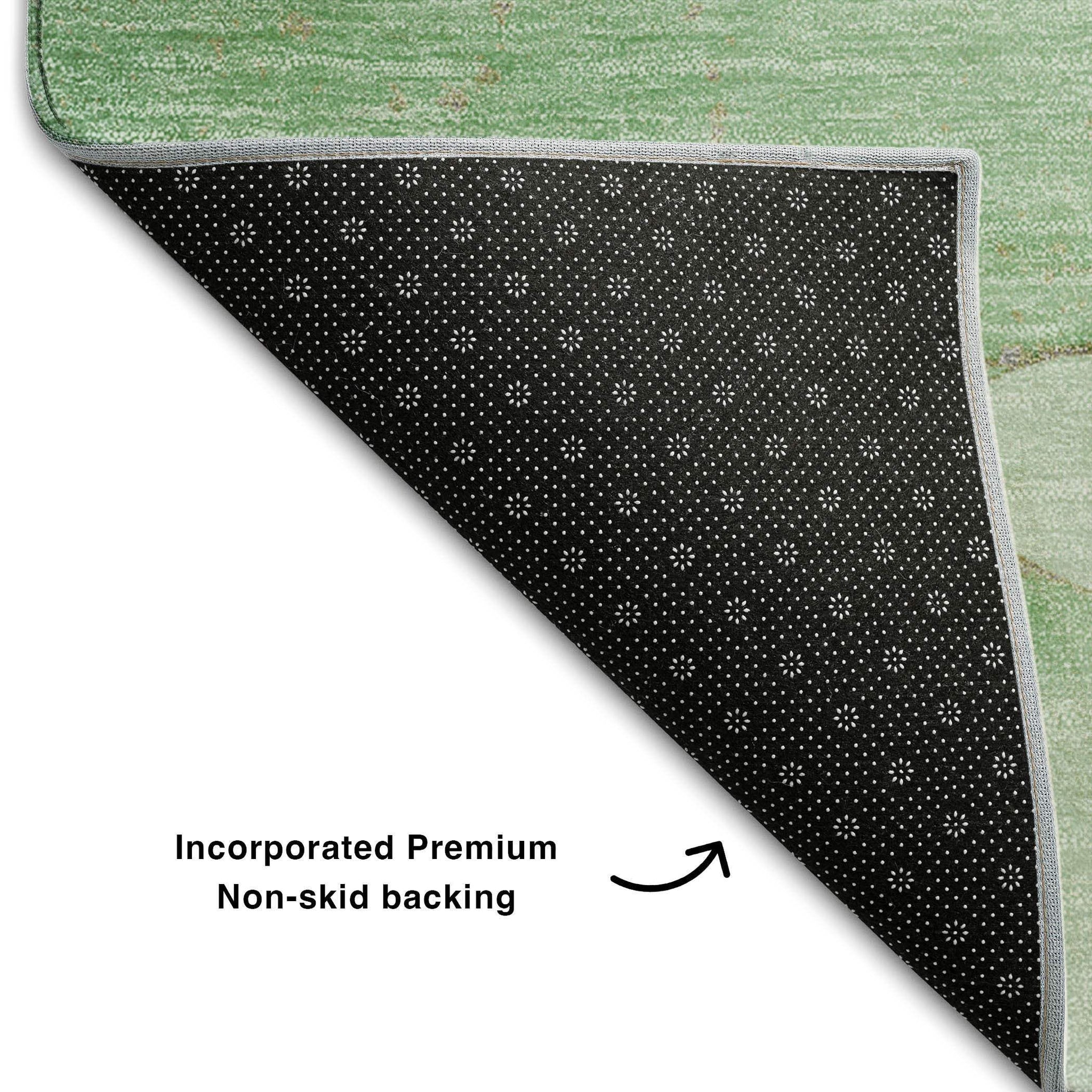 3' X 5' Green And Ivory Abstract Washable Area Rug With UV Protection - HomeRoots - Flyclothing LLC