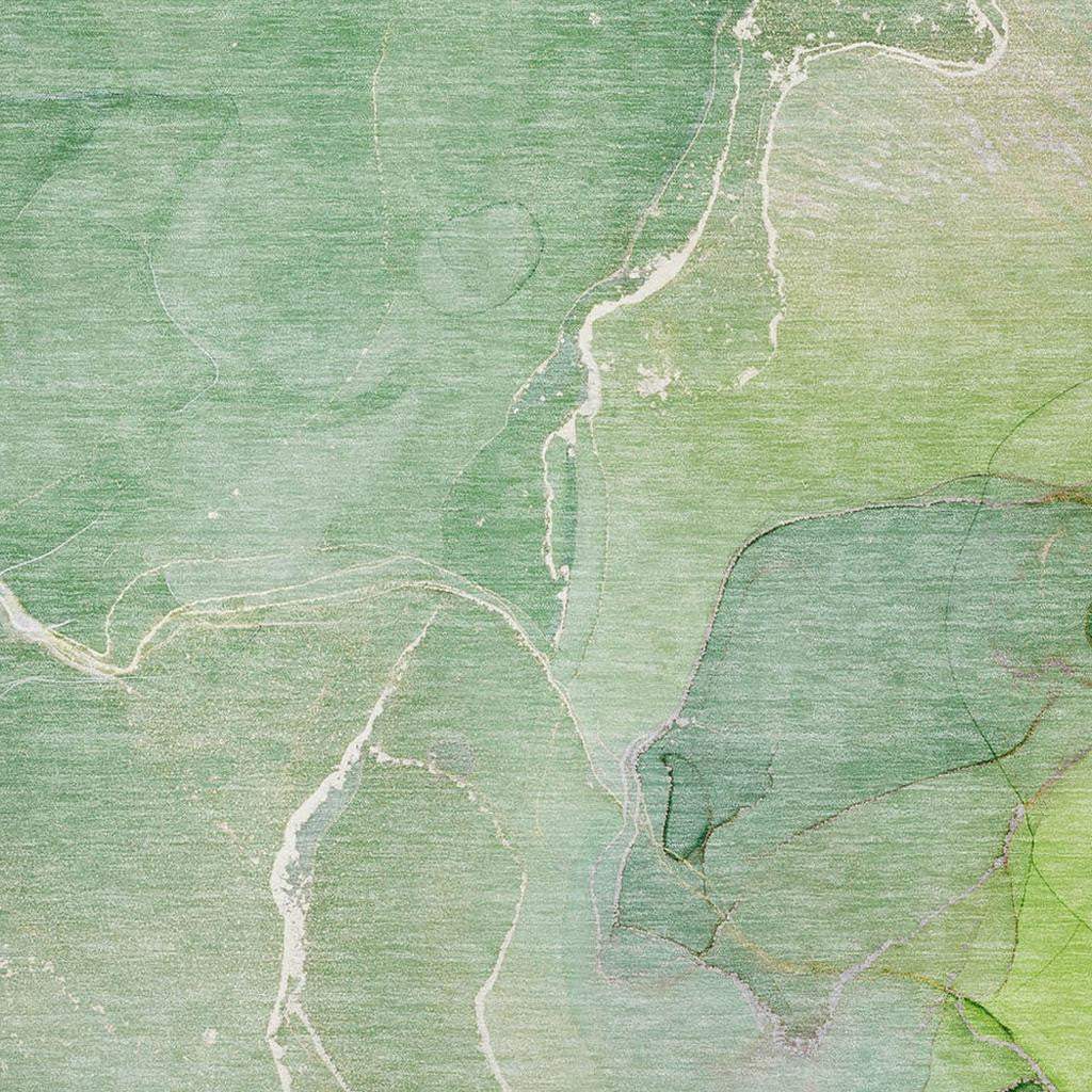 3' X 5' Green And Ivory Abstract Washable Area Rug With UV Protection - HomeRoots - Flyclothing LLC