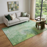 5' X 8' Green And Ivory Abstract Washable Area Rug With UV Protection - HomeRoots - Flyclothing LLC