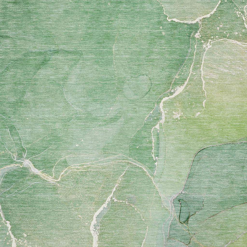 5' X 8' Green And Ivory Abstract Washable Area Rug With UV Protection - HomeRoots - Flyclothing LLC