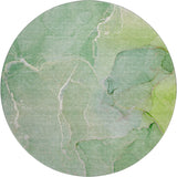8' Green And Ivory Abstract Washable Round Rug With UV Protection - HomeRoots - Flyclothing LLC
