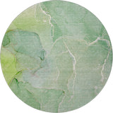 8' Green And Ivory Abstract Washable Round Rug With UV Protection - HomeRoots - Flyclothing LLC