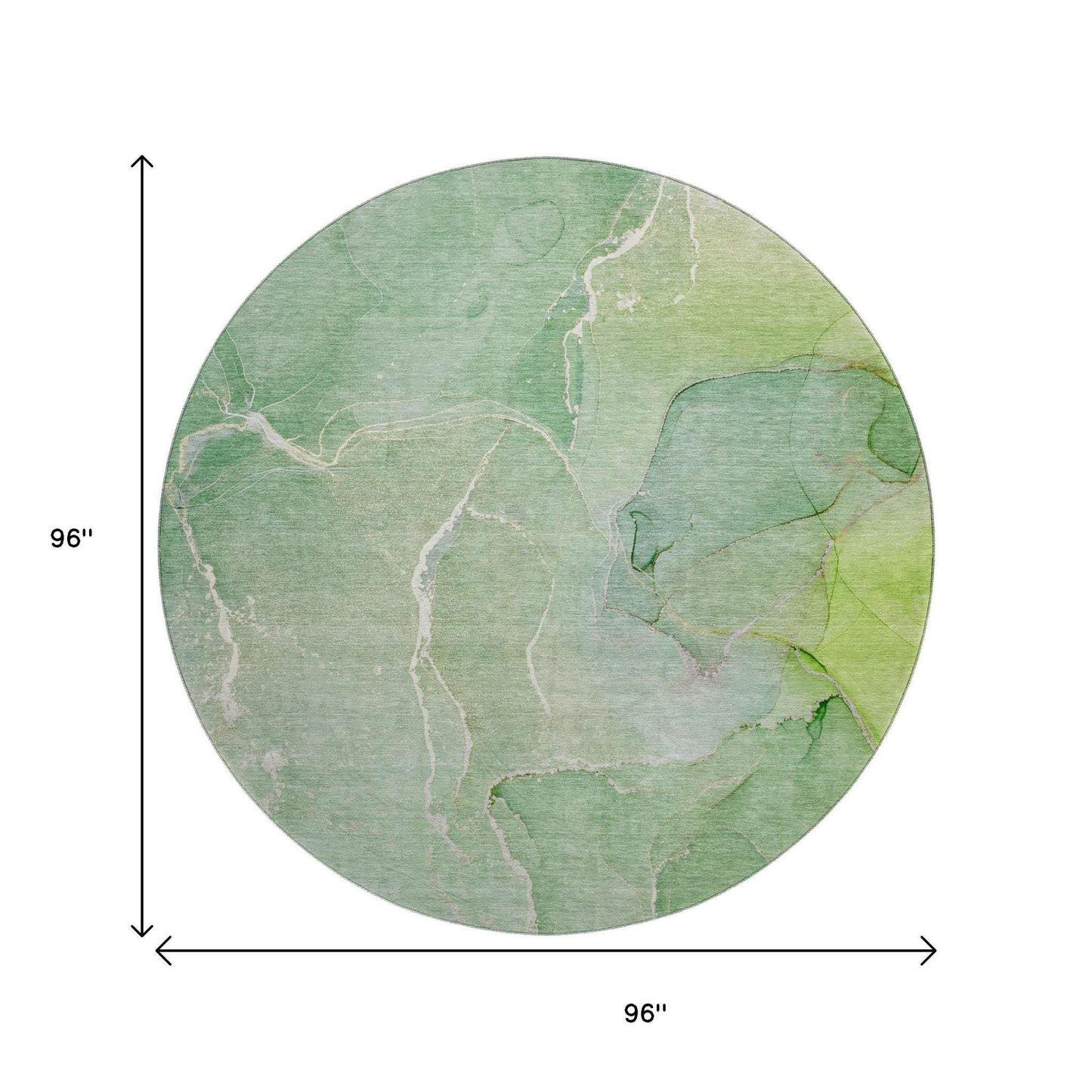 8' Green And Ivory Abstract Washable Round Rug With UV Protection - HomeRoots - Flyclothing LLC