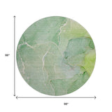 8' Green And Ivory Abstract Washable Round Rug With UV Protection - HomeRoots - Flyclothing LLC