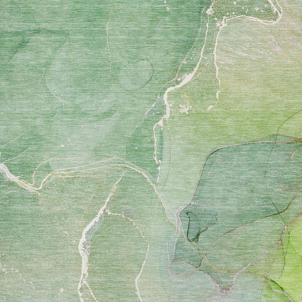 8' X 10' Green And Ivory Abstract Washable Area Rug With UV Protection - HomeRoots - Flyclothing LLC