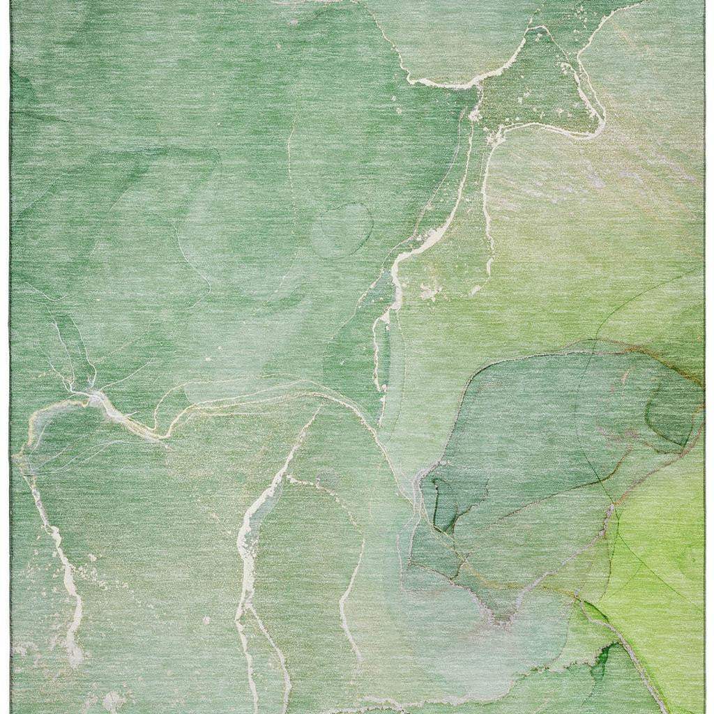 8' X 10' Green And Ivory Abstract Washable Area Rug With UV Protection - HomeRoots - Flyclothing LLC