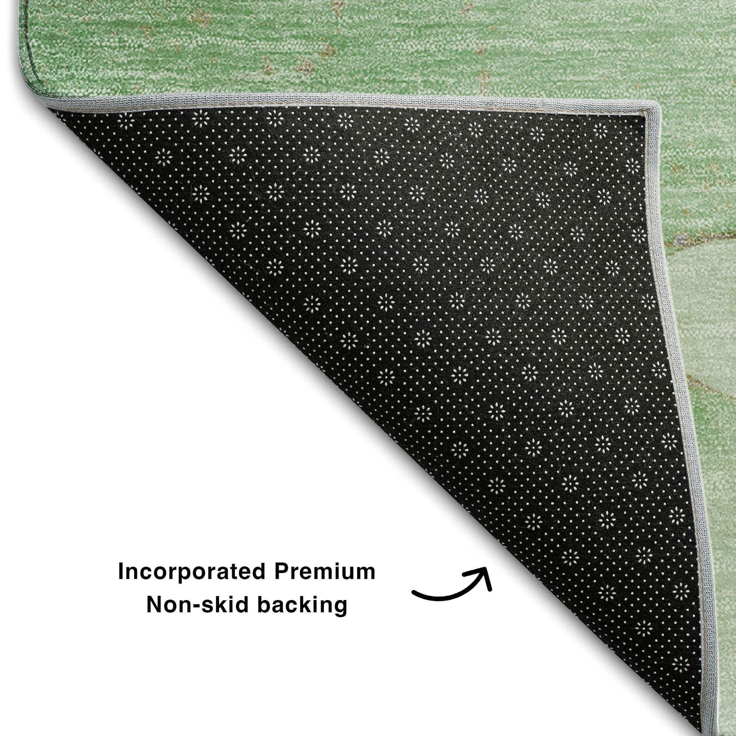 9' X 12' Green And Ivory Abstract Washable Area Rug With UV Protection - HomeRoots - Flyclothing LLC