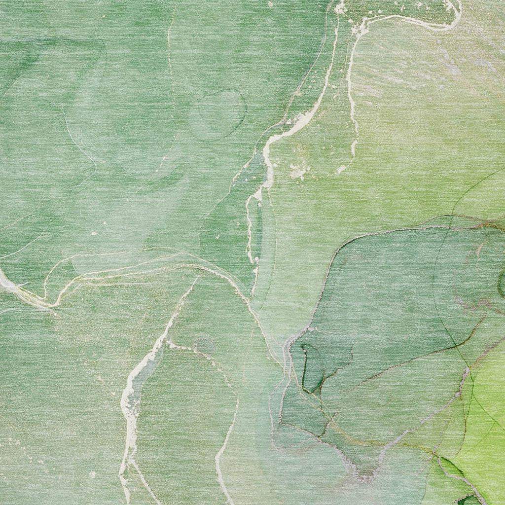 9' X 12' Green And Ivory Abstract Washable Area Rug With UV Protection - HomeRoots - Flyclothing LLC