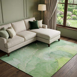 10' X 14' Green And Ivory Abstract Washable Area Rug With UV Protection - HomeRoots - Flyclothing LLC